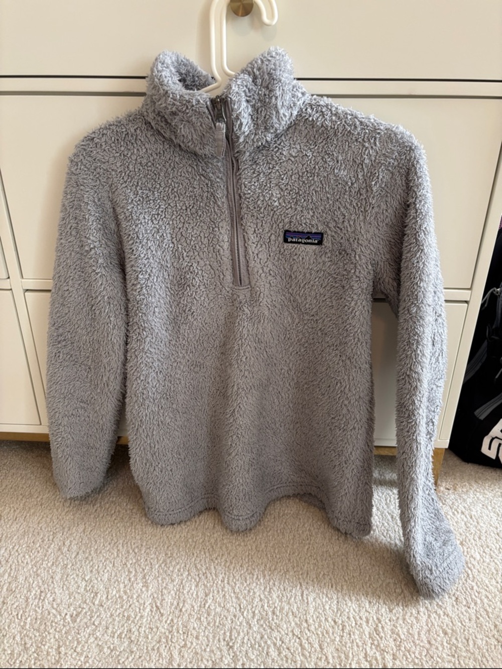 Patagonia Light Gray Sherpa Quarter-Zip Pullover